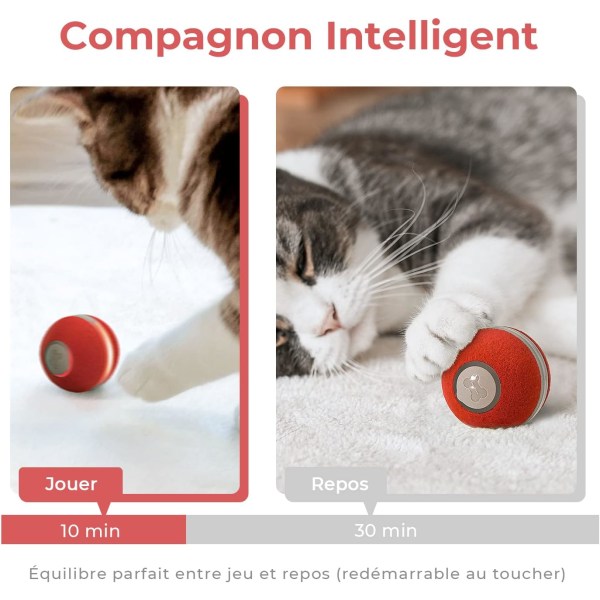 Interaktiv kattleksak, smart självroterande studsboll för Indoo