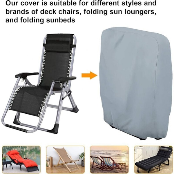 Skyddande Överdrag för Fällbar Solstol (Grå) B71×H110cm, 2-pack