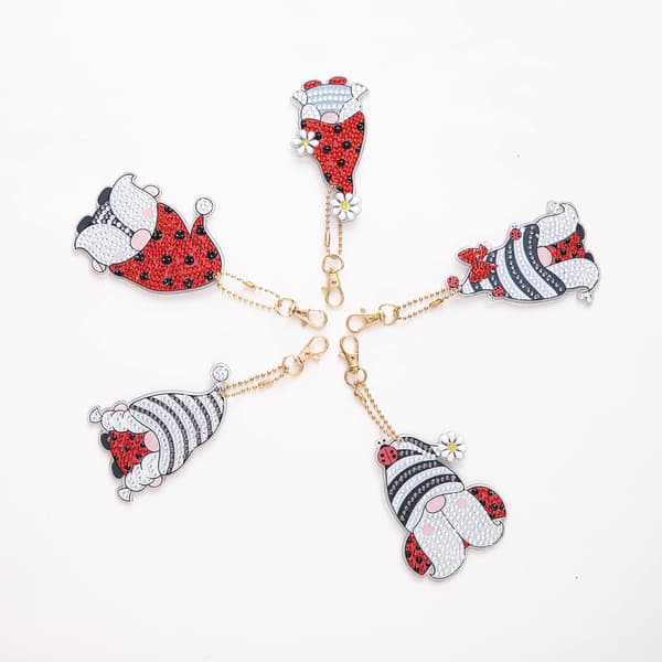 5 kappaletta 5D DIY timanttimaalaus avaimenperä, timanttimaalaus avaimenperä