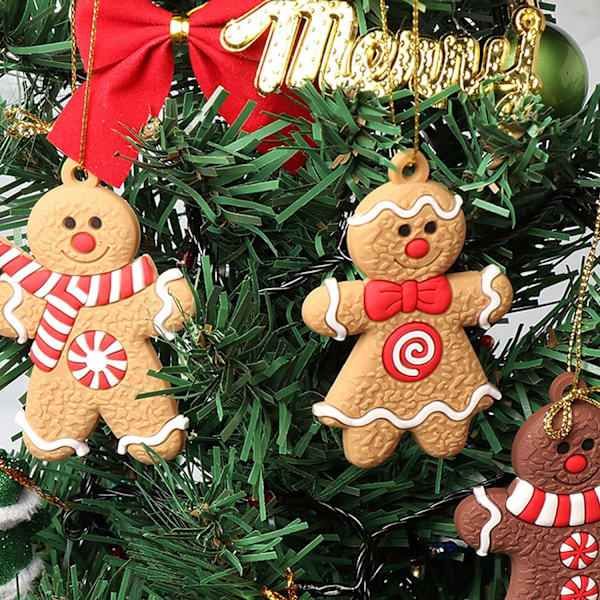 12 stk Pepperkake Mann Julepynt, Mini Jule Pepperkake