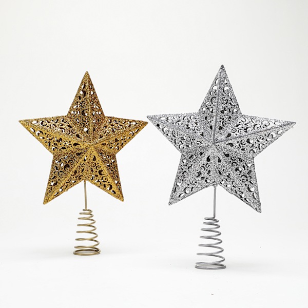 Sølvfarget juletretoppstjerne - 23 cm - Glitrende - Luksuriøs