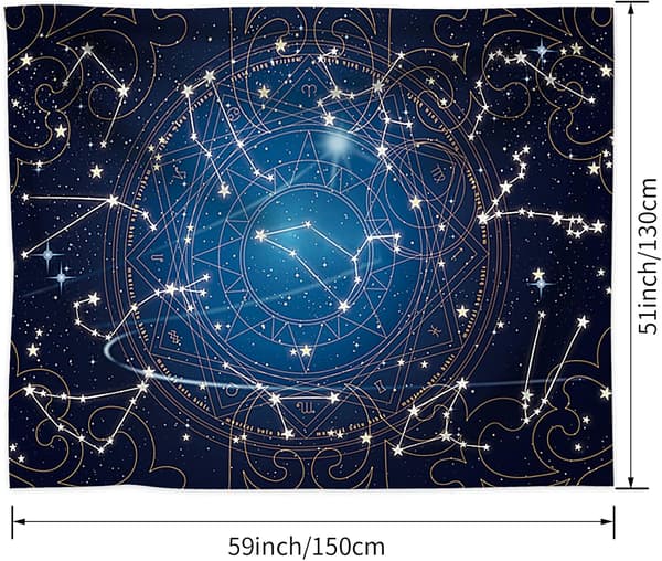 1 stk 130 x 150CM Stjernebilde Veggteppe Astro Stjernebilder