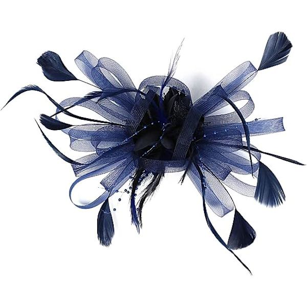 Elegant Fascinator för kvinnor, hatt med fjädrar, hårklämma, accessoar