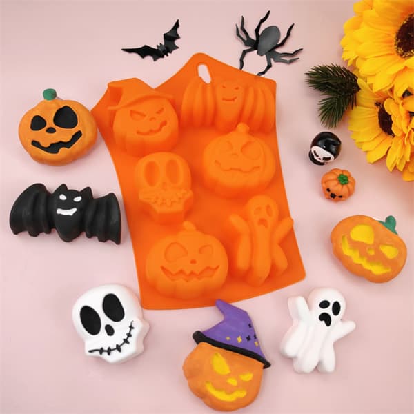 2 stk. Halloween silikone bageforme - græskar skelet hoved, Ba