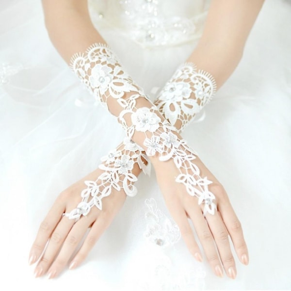 1 par hvide blonde blomster brude bryllup fest kjole finger
