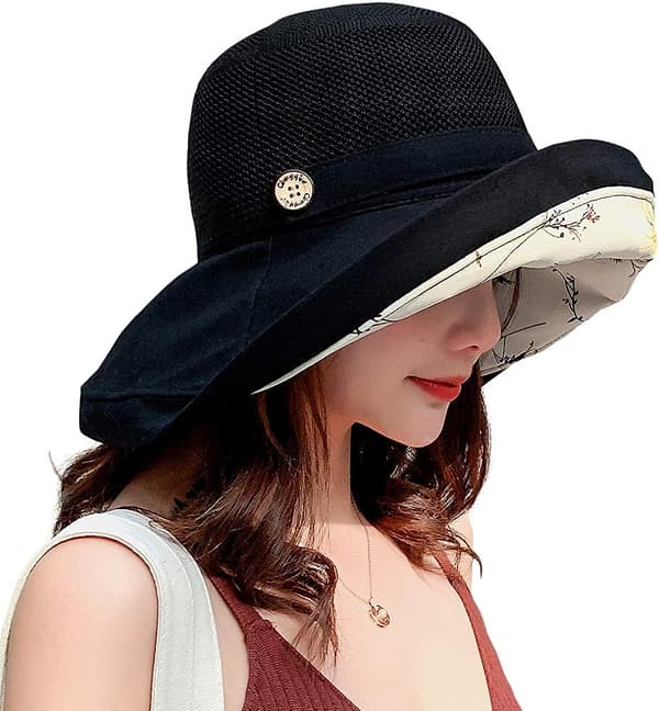 Kvinnors Mesh Solhattar Sommar Strand UV-skydd UPF Packable Bred