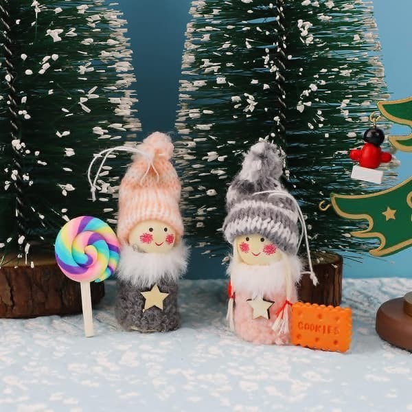 4 st Mini Julgran Elf Docka Ornament Heminredning