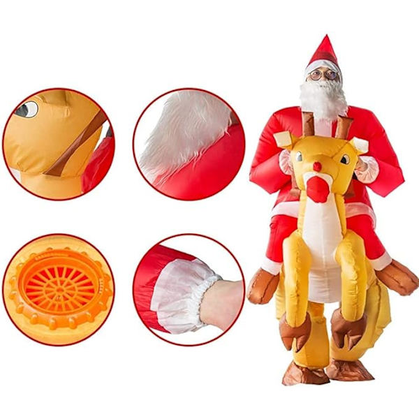 Oppustelig julemandskostume, sjovt oppusteligt julemandskostume