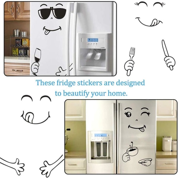 Køleskabsklistermærker, 4 ark Smile Køleskabsklistermærke Aftageligt køkken