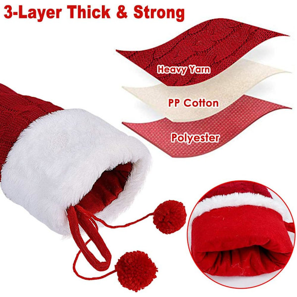 2-pack stickade julstrumpor, 18 tum rustik kabel stickade julstrumpor