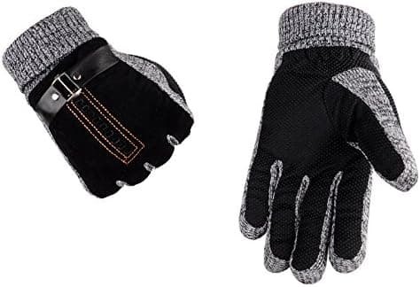 Herr vinter läderhandskar tjocka varma fleece vindtäta handskar Co
