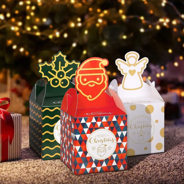 12 st julgodisaskar vackra tomma presentaskar i kraftpapper