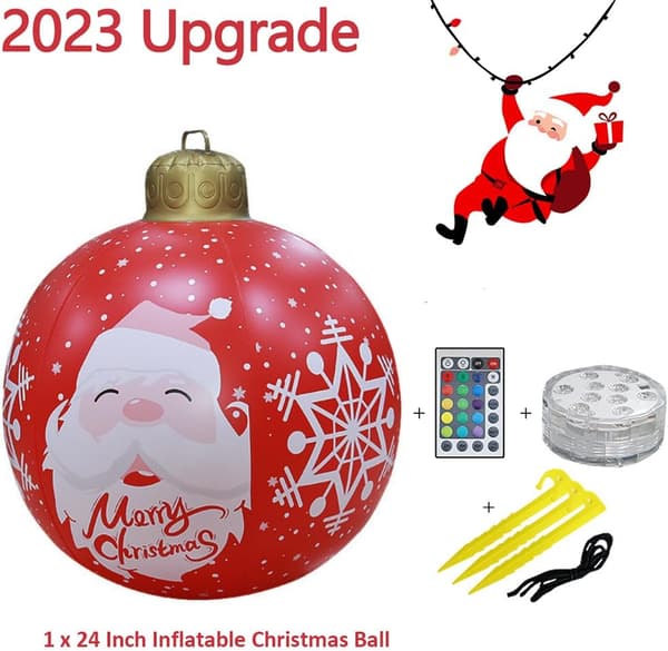 Kæmpe julekugle julepynt, 60cm PVC oppustelig Chri