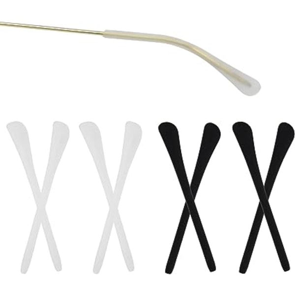 4 par silikonglasögontips Halkfria toppar Svart och vit Comfo