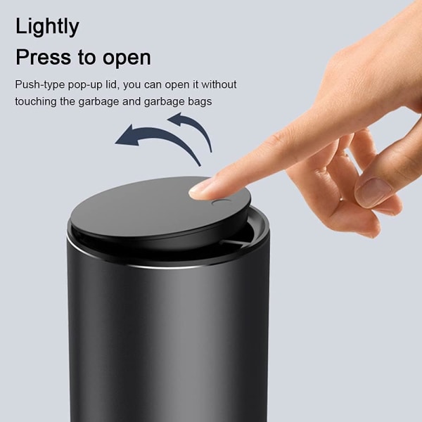 Mini bil papperskorg, 300 ml legering mugghållare bärbar trycklock typ
