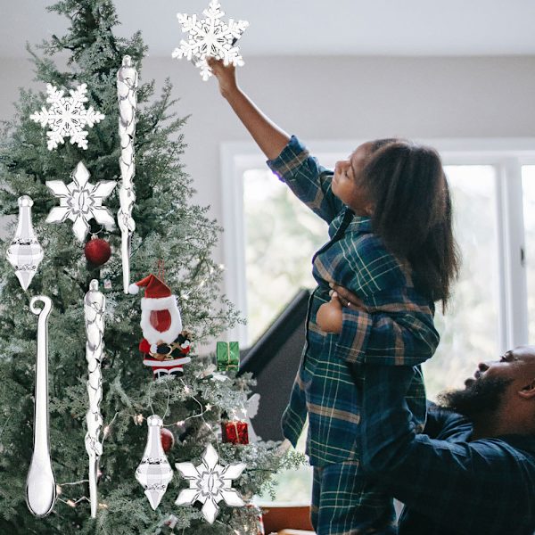 27 stykker akryl julepynt, akrylsnøflak, en