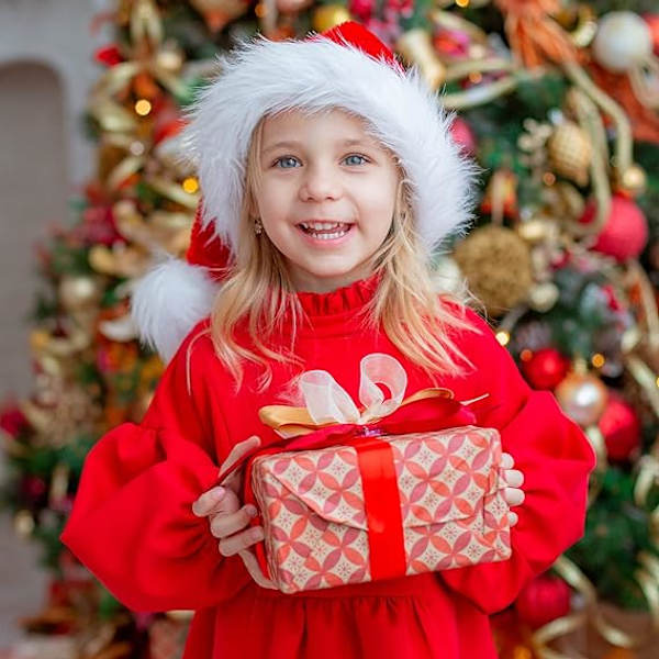 Jultomteluva Julhatt för Barn Pojkar Flickor, Unisex Barn Mjuk