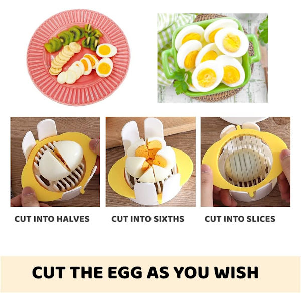 3 i 1 eggeskjærer for hardkokte egg, eggekutter med rustfritt stål