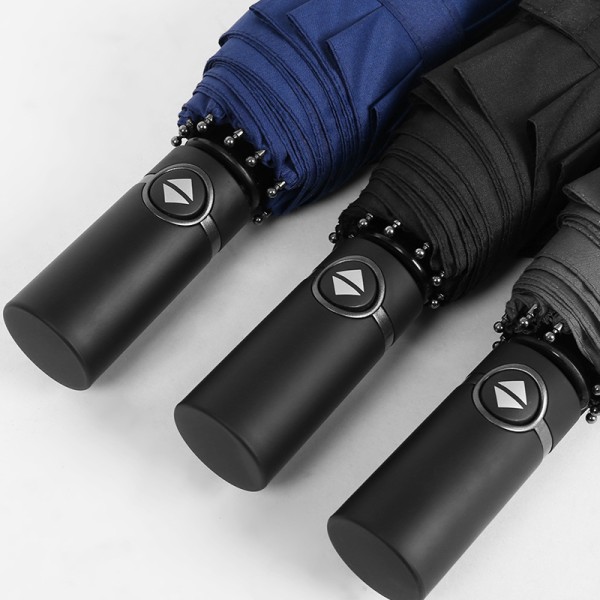 (Blå) Automatisk foldeparaply, 10-bens paraply, kompakt fold