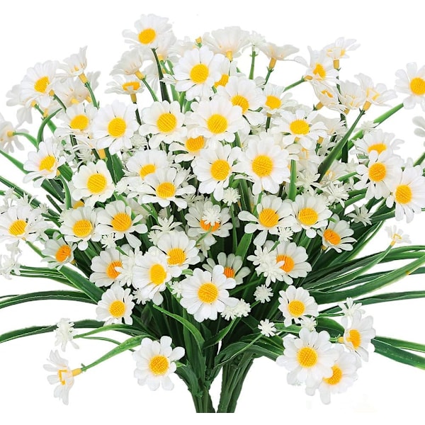 Konstgjord prästkrageblomma, 4 st konstgjorda plastblommor, utomhus U