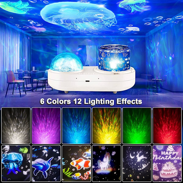 Ocean Light Projektor Natlampe Børn, 360° Roterende Baby Nat L