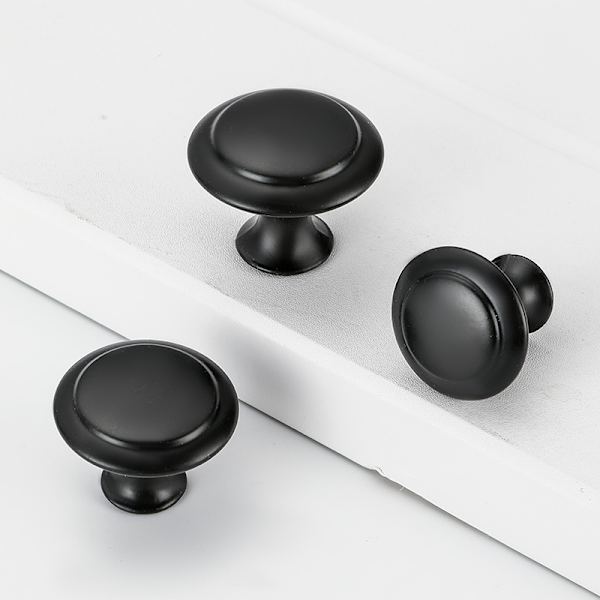 Sæt med 10 stk., 2,4 cm sorte skabsknopper, matte sorte knopper til