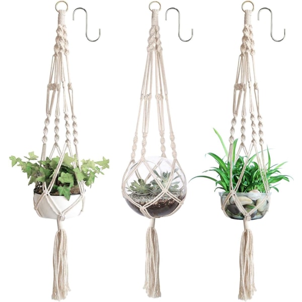 3 kpl Macrame-kasvien ripustinripustusruukkujen pidike Flower Decoratille