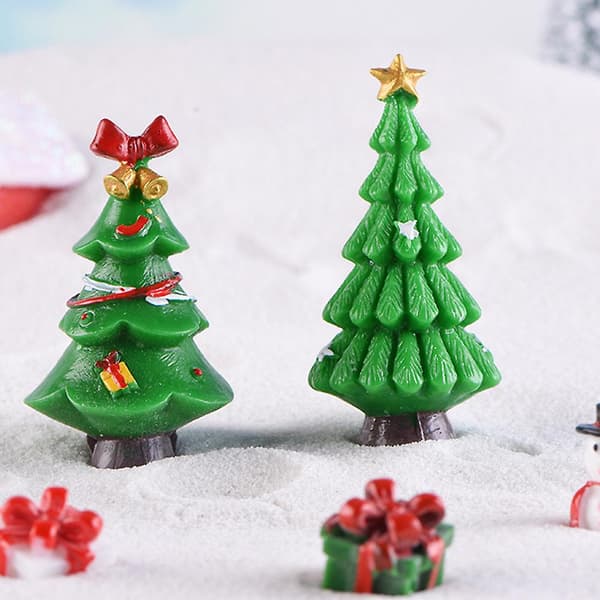 7 st mini julgransprydnader mikrolandskap för heminredning