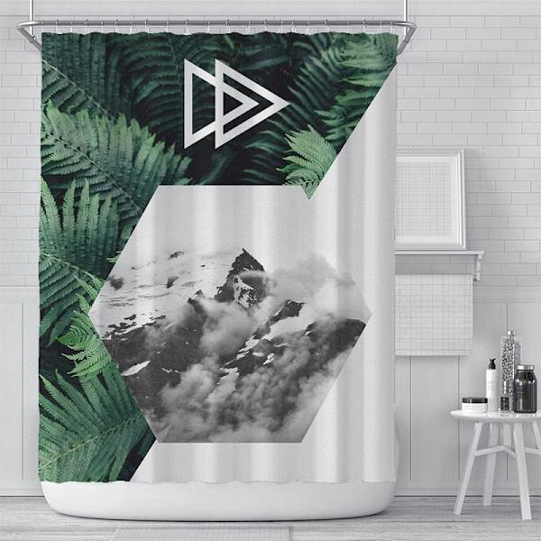 Dusjforheng 180x220 Grønt Planteblad Originale Dusjforheng