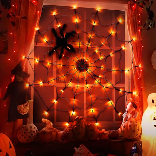 Cobweb Dekorationslys, Halloween Cobweb Fairy Lights Scary Dec