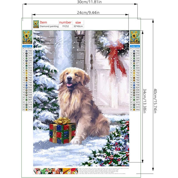 5D DIY Diamantmålning Nummer Kit, Hund Julgåva Full Round
