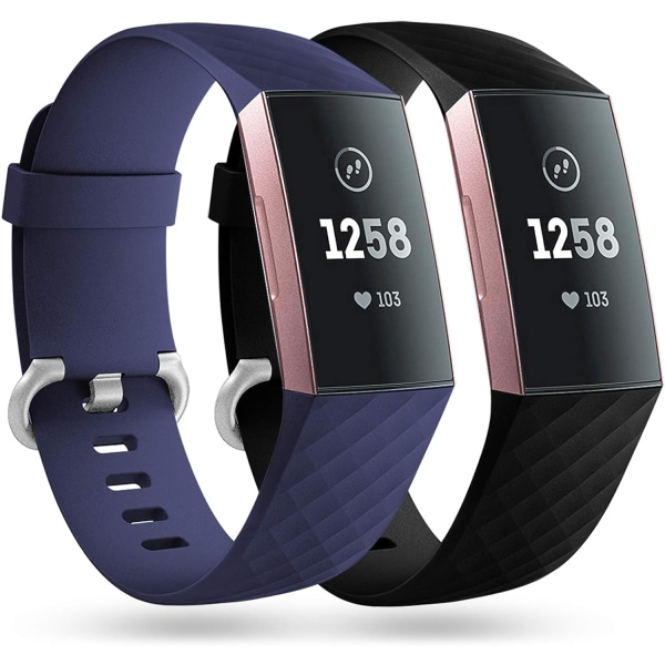 2-pakning med kompatible erstatningsreimer for Fitbit Charge 3/Fitbit C