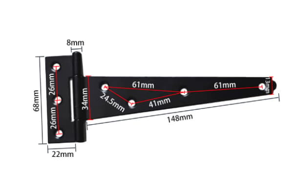 Sort engelsk hængsel 170mm tykkelse 2 mm