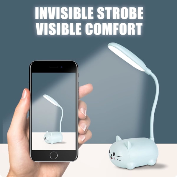 2 stk. skrivebordslampe for barn, LED-leselampe med mobilholder, USB