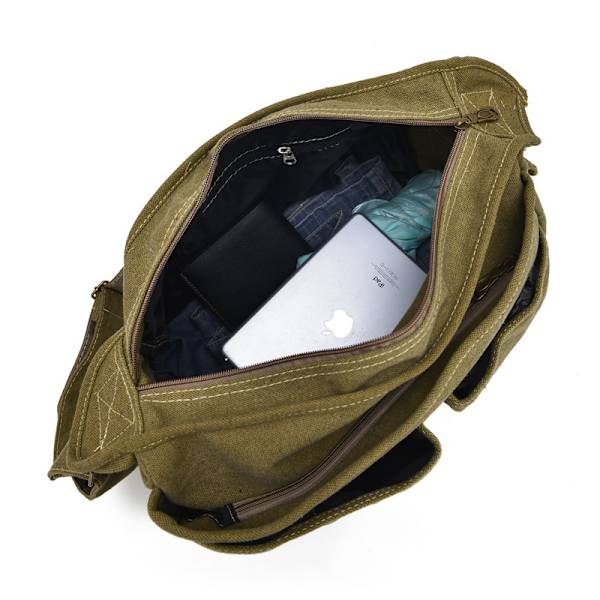 Khaki canvas skuldertaske til mænds neutrale skuldertaske, ny ret