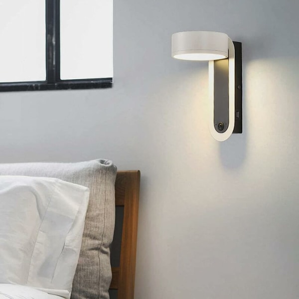 (3000k)Varmvit sänglampa Modern vägglampa med strömbrytare, LE