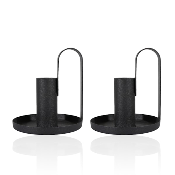 2 stk lysestaker, retro jern lysestaker svart lysestake