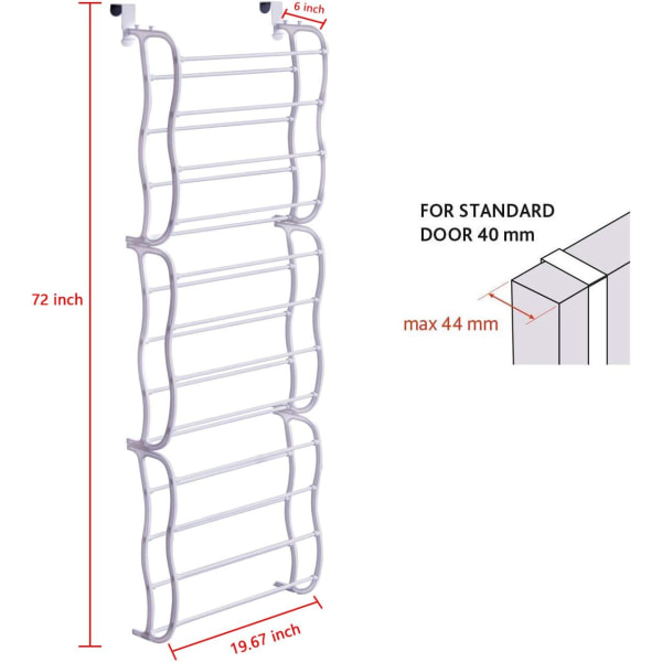 12 kerroksen kenkäteline oveen, 36 parin kenkäkaappi taitettava ripustus S