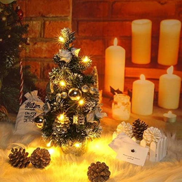 Liten julgran med lampor, bordsdekoration miniträd fo