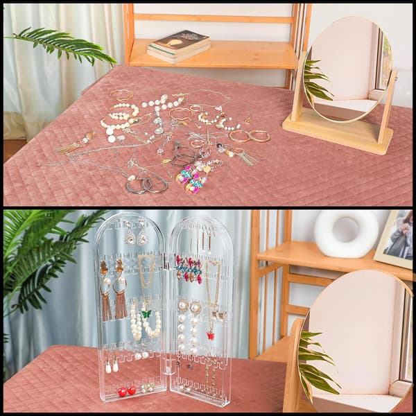 Foldbar akryl øreringsdisplaystativ med transparente to døre,