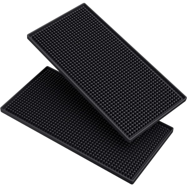 (Sort) 2 stk. Barmåtte PVC Gummibar Måtte Coaster Dræn Tyk Rec