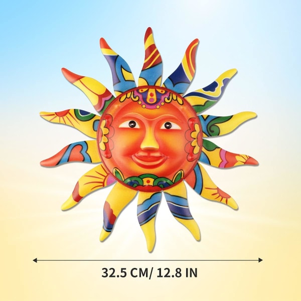 Metall Sol Väggkonst Dekor Färgglad Metall Sol Ansikte för Vardagsrum