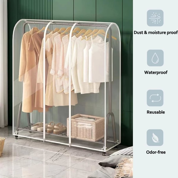 5ft 50*150*150cm Transparent Tøjstativ Stærk Lynlås C