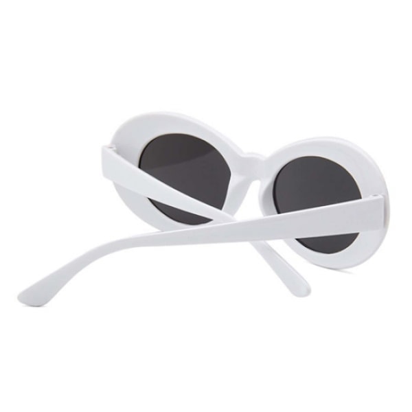 Hvide store runde retro solbriller sort glas hvid