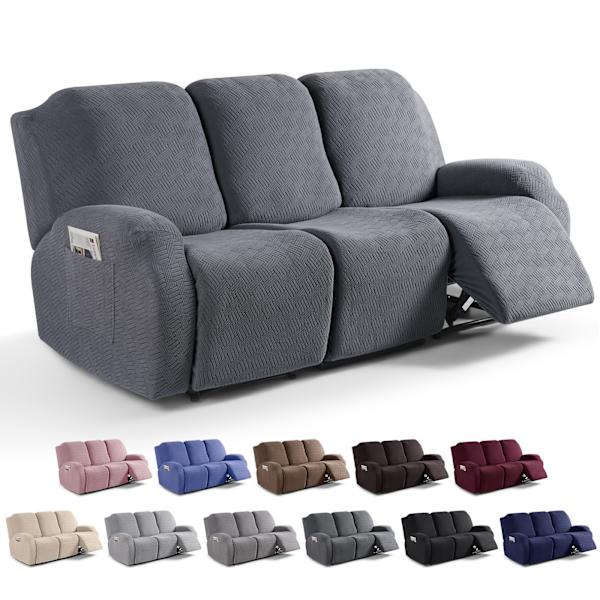 Mørkegrå, recliner sofaovertræk, 3-personers sofa recliner overtræk med