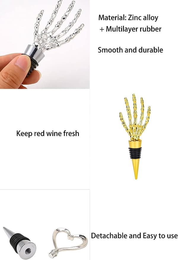 Vinstoppare, 2 Pacies Gold Ghost Hand Vinflaska Stopper Kork