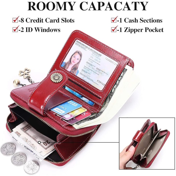Kvinde tegnebog læder møntpung Kort pengetaske Kvinder RFID-blok
