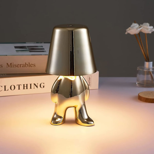 Silver stående touch-kontrollerad sänglampa, kreativ liten go