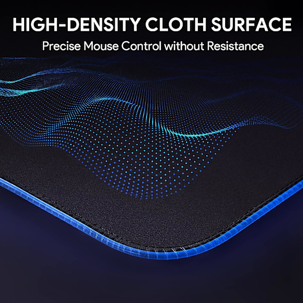 800 x 300 x 4 mm RGB-spillmatte for gaming, 9 LED-farger, 12 lyseffekter