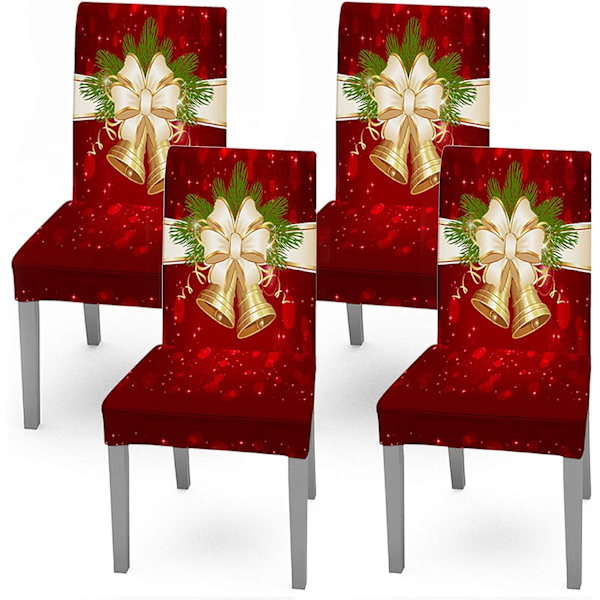4 stycken julstolar med elastiskt stolsöverdrag, lämpliga för jul